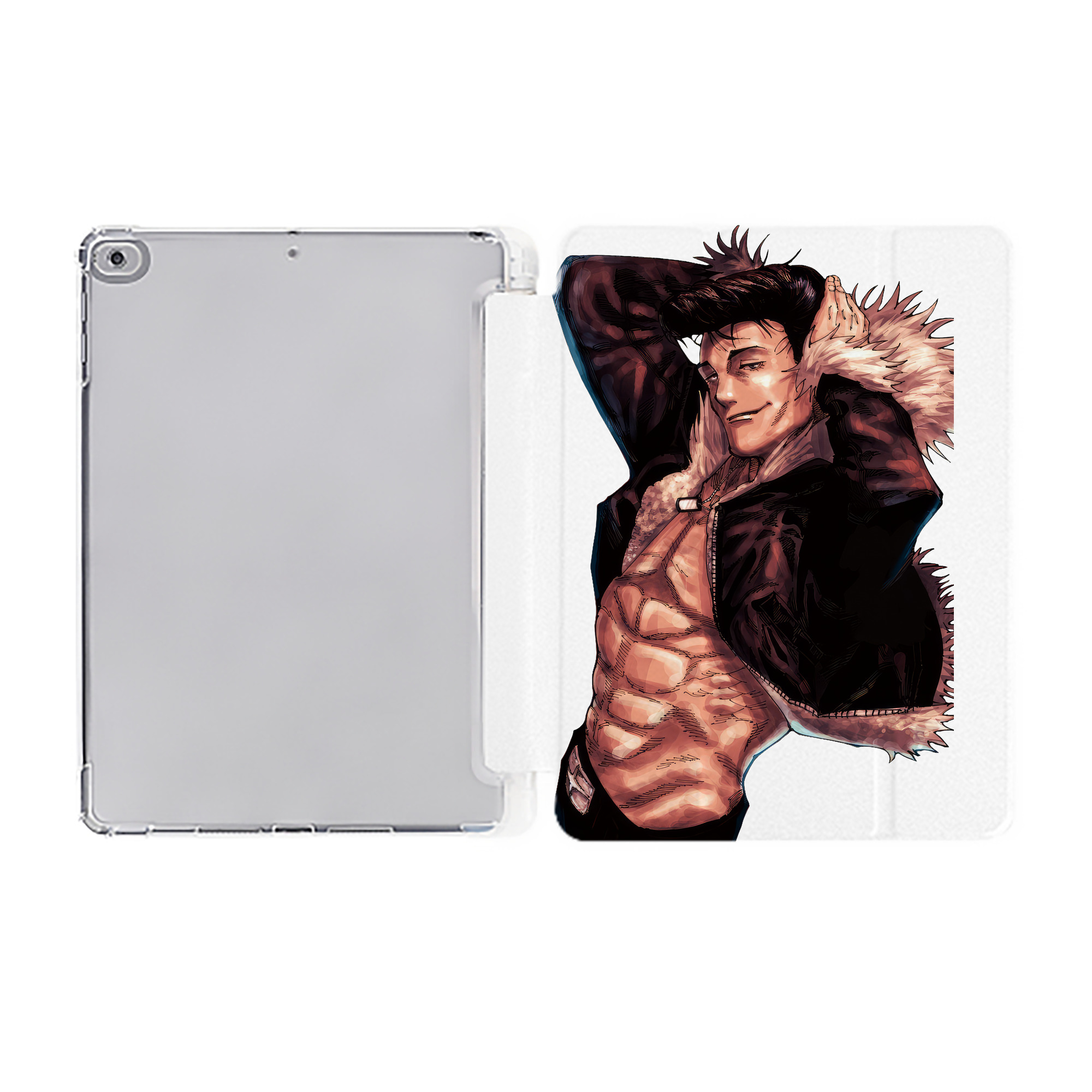 （画像用） 呪術廻戦 Jujutsu Kaisen IPad ケース ペン収納付き 三つ折りスタンド PUレザー×シリコン 対応機種9.5/10.5/10.9インチ
